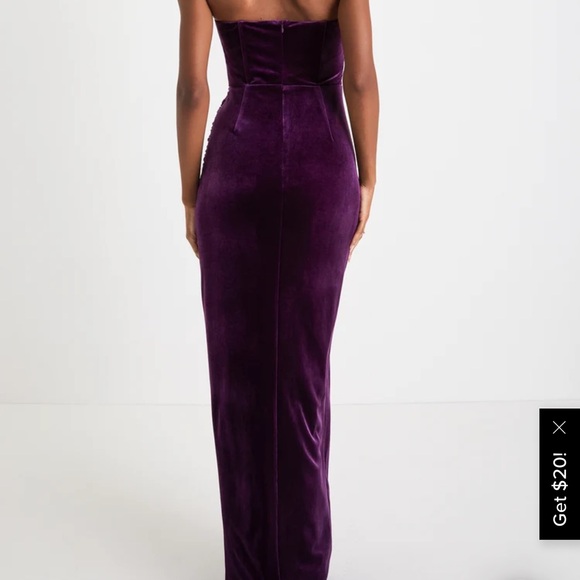 Purple Velvet Strapless Maxi Dress - Picture 4 of 4